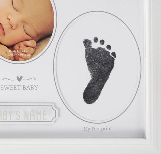 Baby Handprint and Footprint Keepsake Frame with Ink Pad | Personalized Baby Memory Frame Gift