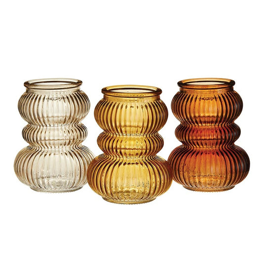 Fall Glass Candle Holders Set of 3 - Autumn Leaf Candle Holder Decor