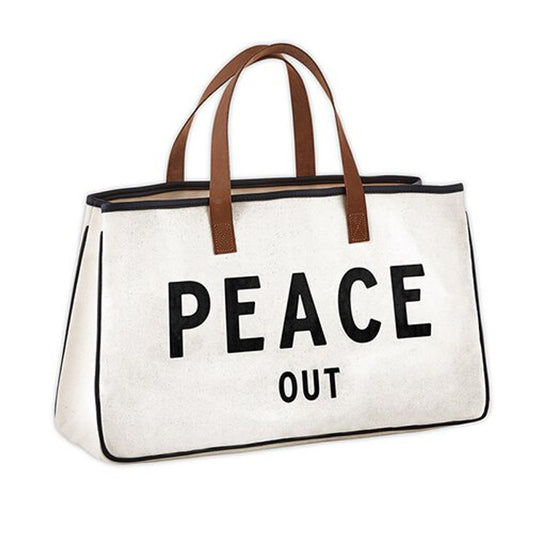 Peace Out Large Canvas Tote