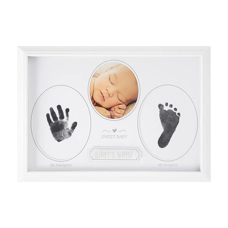 Baby Handprint and Footprint Keepsake Frame with Ink Pad | Personalized Baby Memory Frame Gift