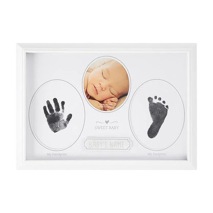 Baby Handprint and Footprint Keepsake Frame with Ink Pad | Personalized Baby Memory Frame Gift