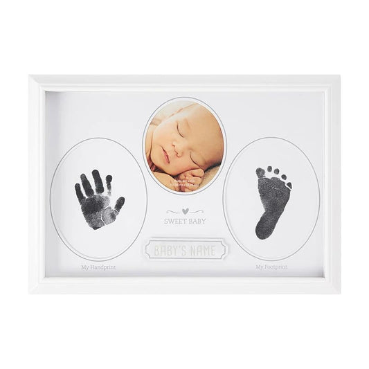 Baby Handprint and Footprint Keepsake Frame with Ink Pad | Personalized Baby Memory Frame Gift