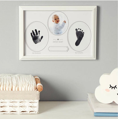 Baby Handprint and Footprint Keepsake Frame with Ink Pad | Personalized Baby Memory Frame Gift