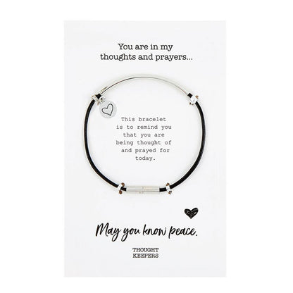 Thoughts of You Greeting Card Bracelet - Black & Silver Friendship Gift