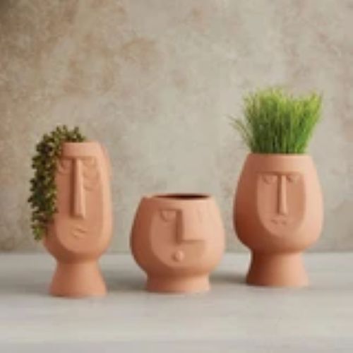 Ceramic Wide Face Planter Pot - Decorative Plant Pot for Home & Office Décor