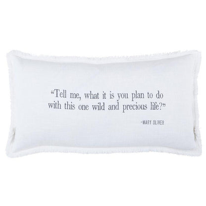 Mary Oliver Quote Decorative Lumbar Pillow - Literary Gift for Book Lovers
