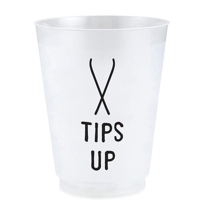 Tips Up Ski Party Cup Set of 8 - Funny Ski Trip Drinkware Gift