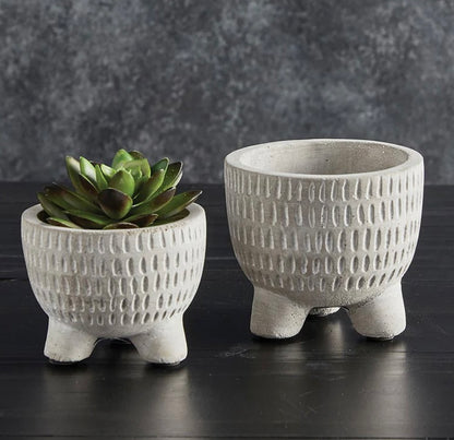 Notches Countertop Cement Succulent Pot - Modern Home Decor Gift