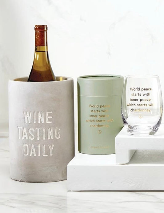 Wine Chiller Bucket Modern Cement | "Wine Tasting Daily" Wine Bottle Cooler