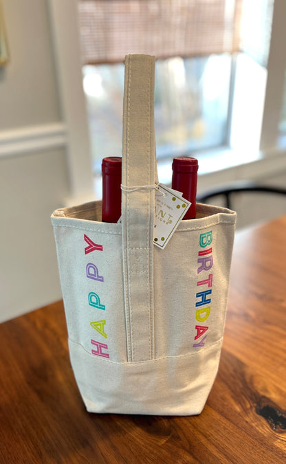Happy Birthday Wine Tote Bag - Cute Birthday Gift for Wine Lovers