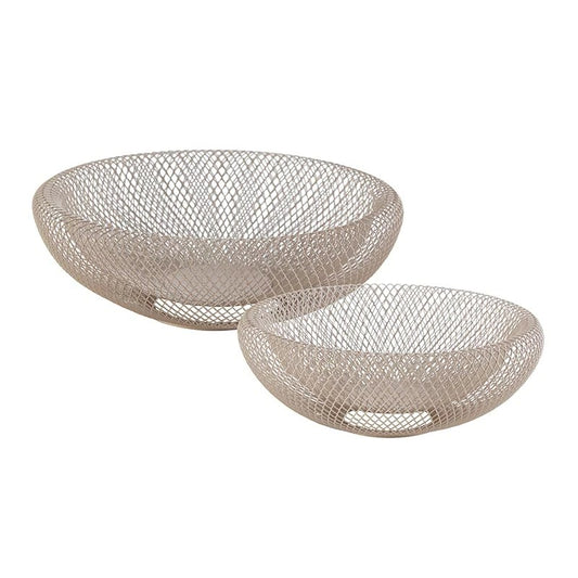 Metal Mesh Decorative Bowls Set of 2 Khaki - Modern Storage & Home Décor Baskets